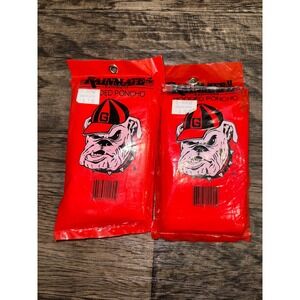 Lot of 2 Georgia Bulldogs Rainmate Hooded Poncho Red Waterproof UGA Rain Gear